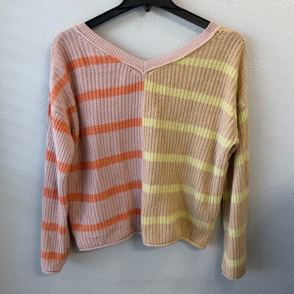 American Eagle Outfitters V-Neck Sweater - Yellow and Orange Stripes - Picture 4 of 5
